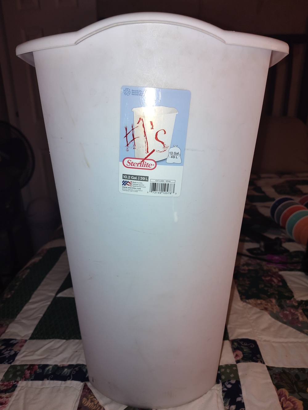Sterilite White Plastic Trash Can - Tall Slim